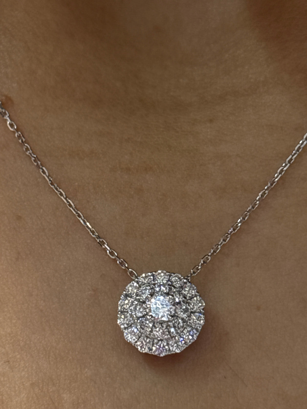 Classic Diamond Halo Necklace
