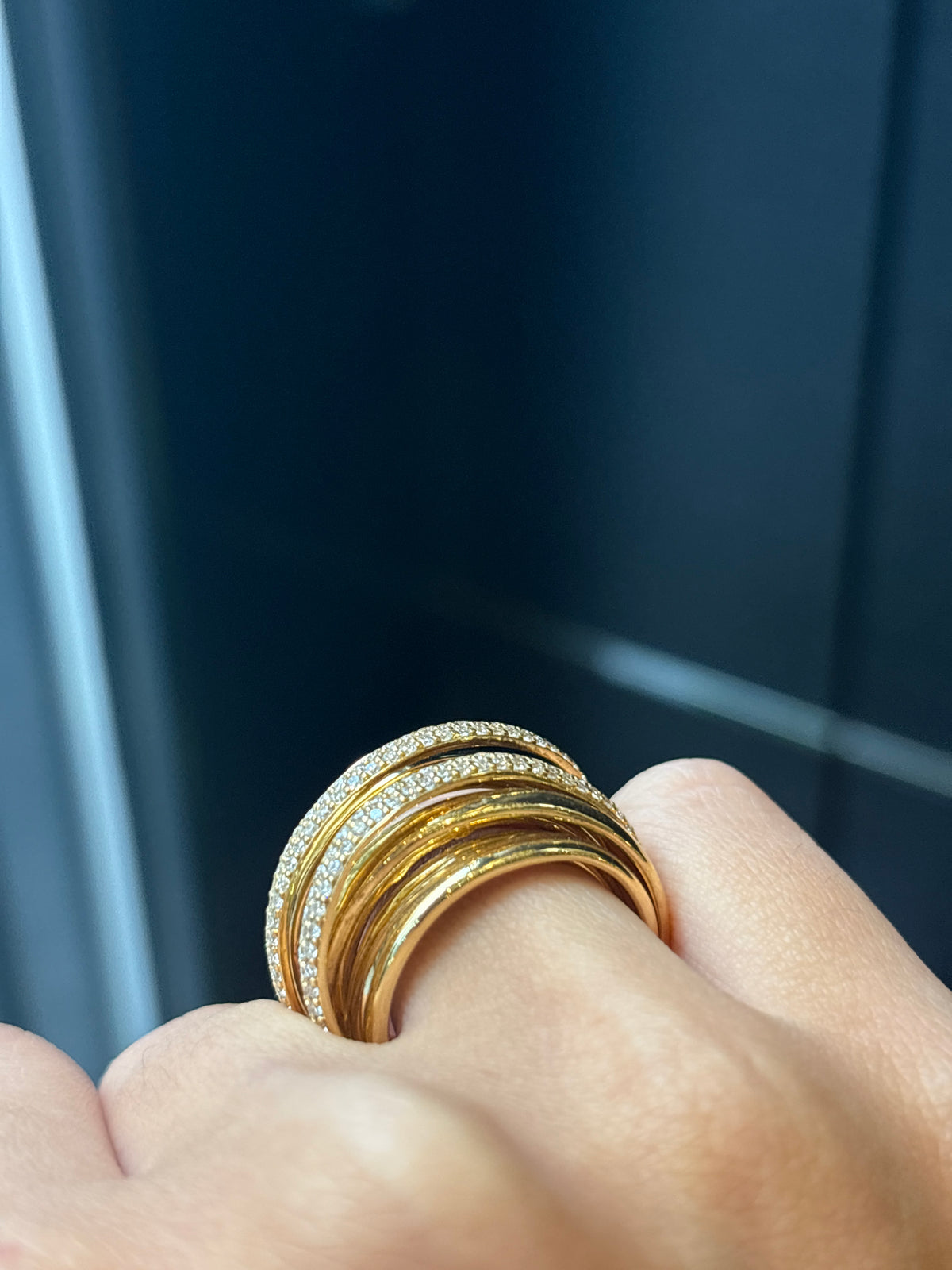 Large Crossover Diamond Ring