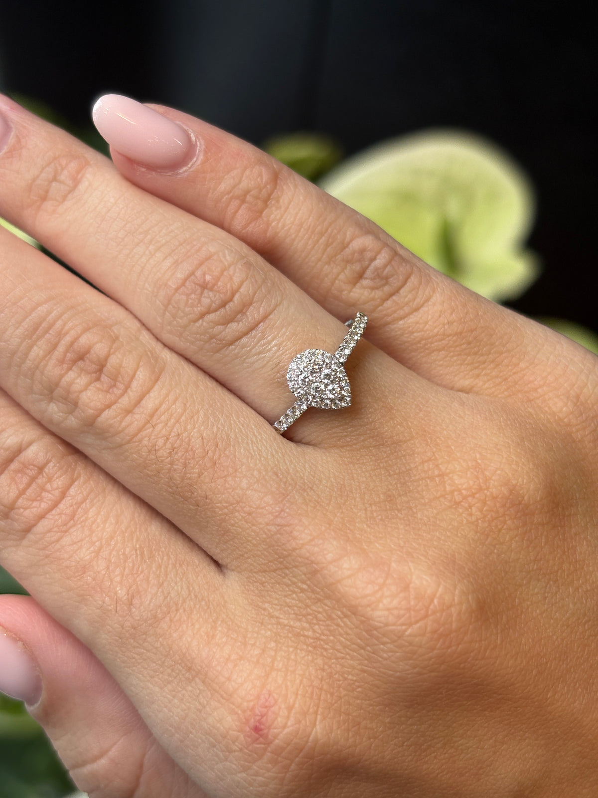Halo Pearshape Diamond Ring