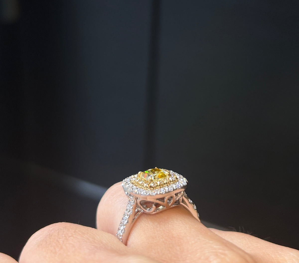 Yellow Cushion Ring