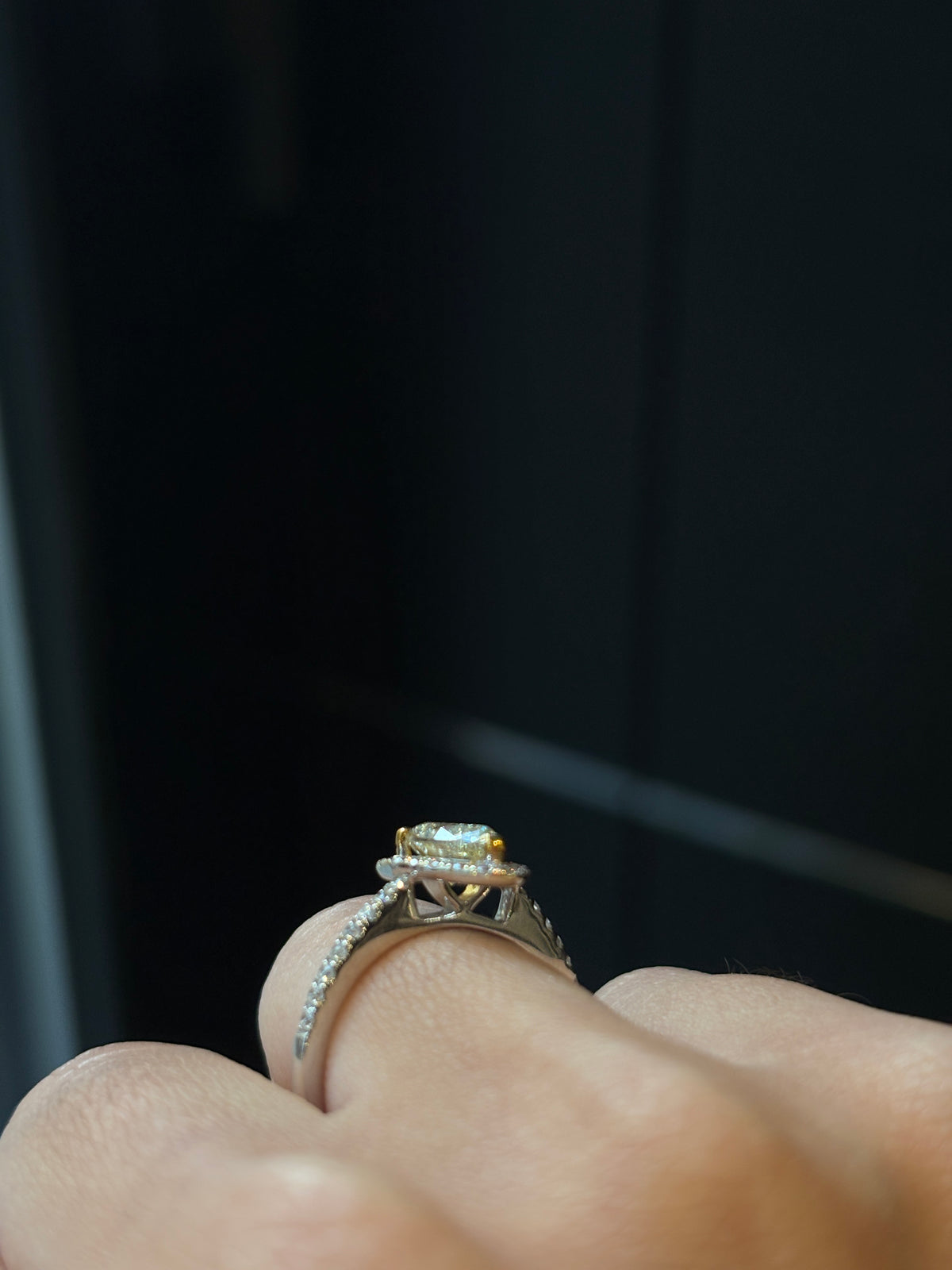 Pear Halo Diamond Ring