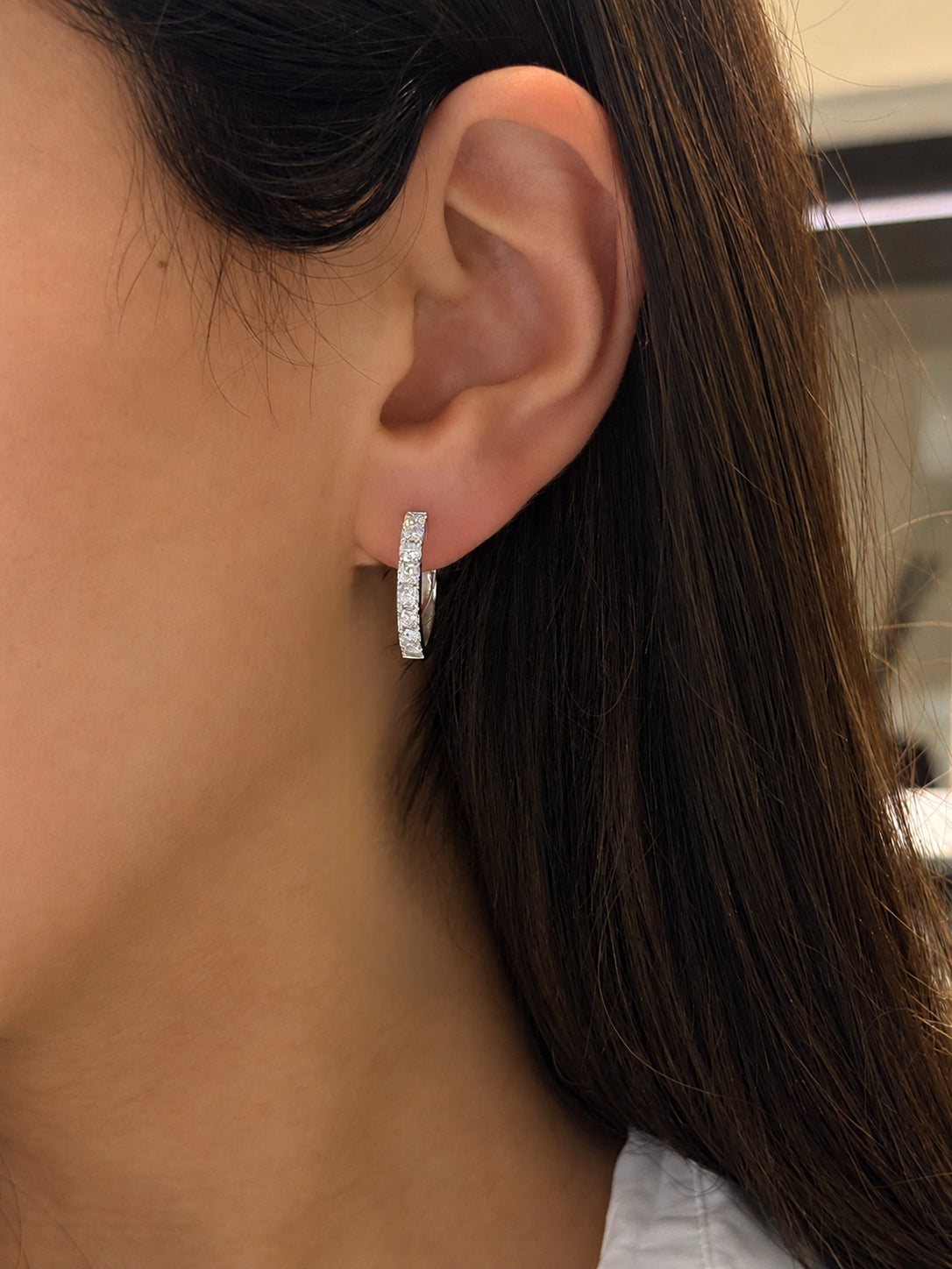 Diamond Set Hoops