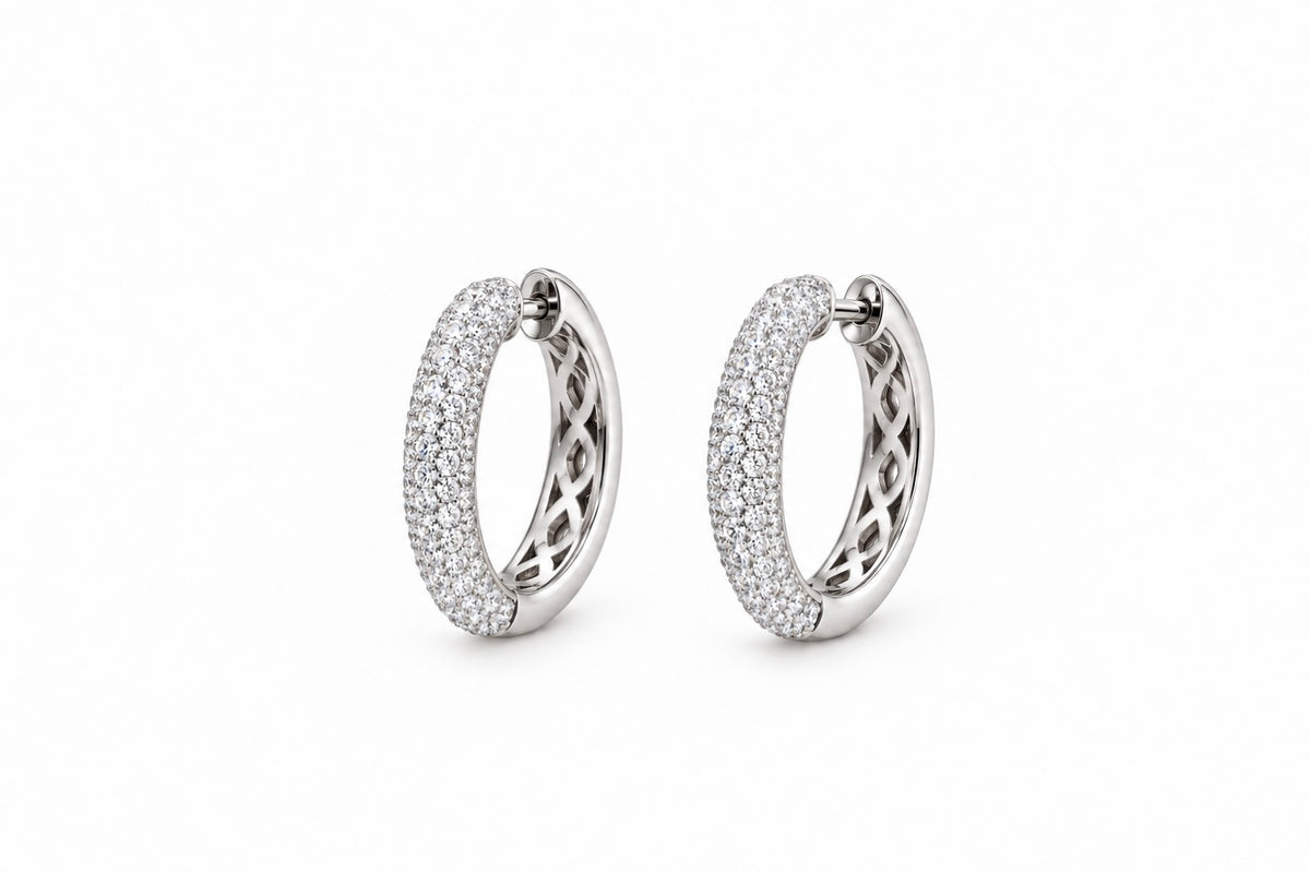 Pavé Elegance Diamond Hoops