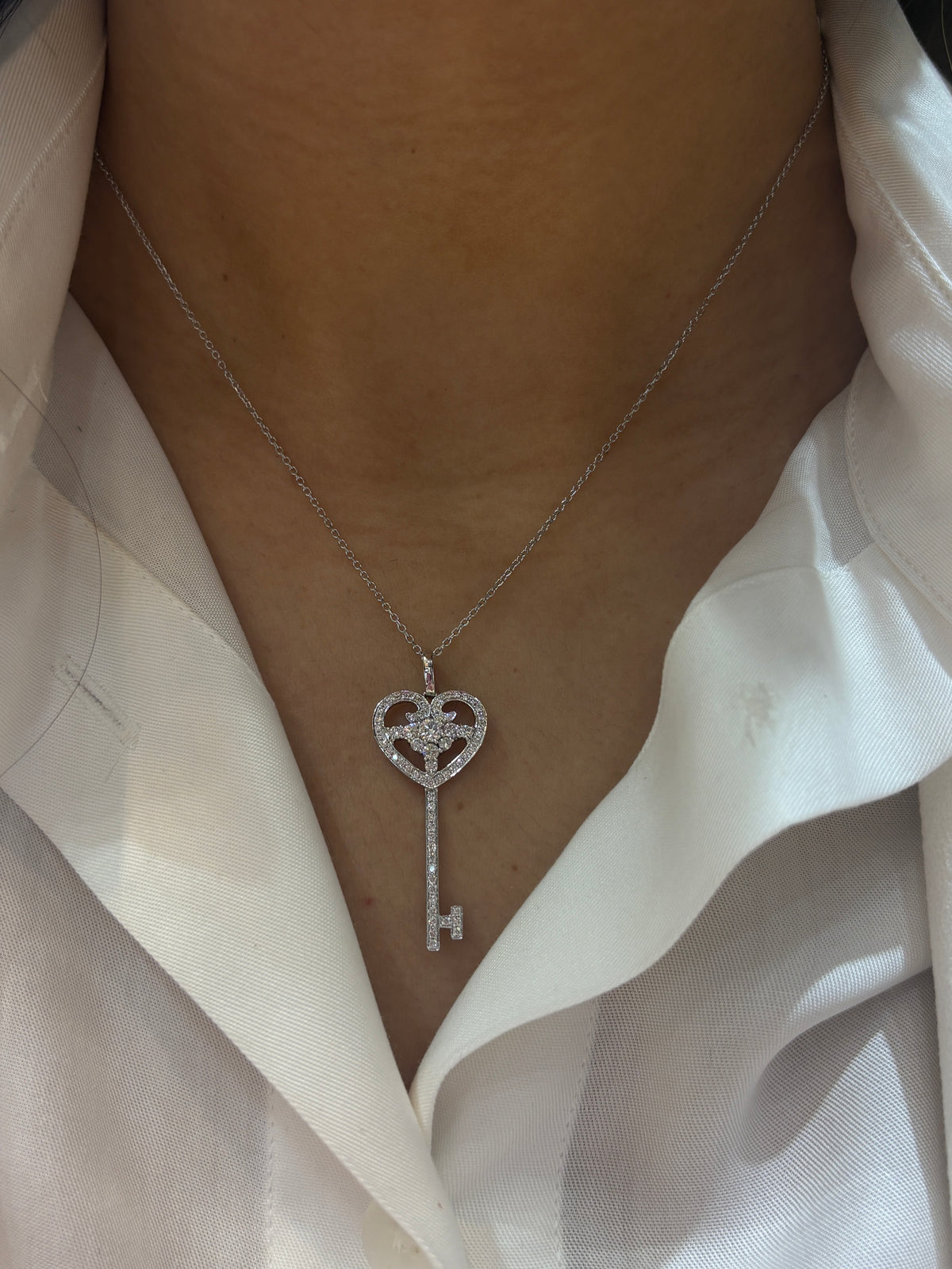 Diamond Heart Key Necklace