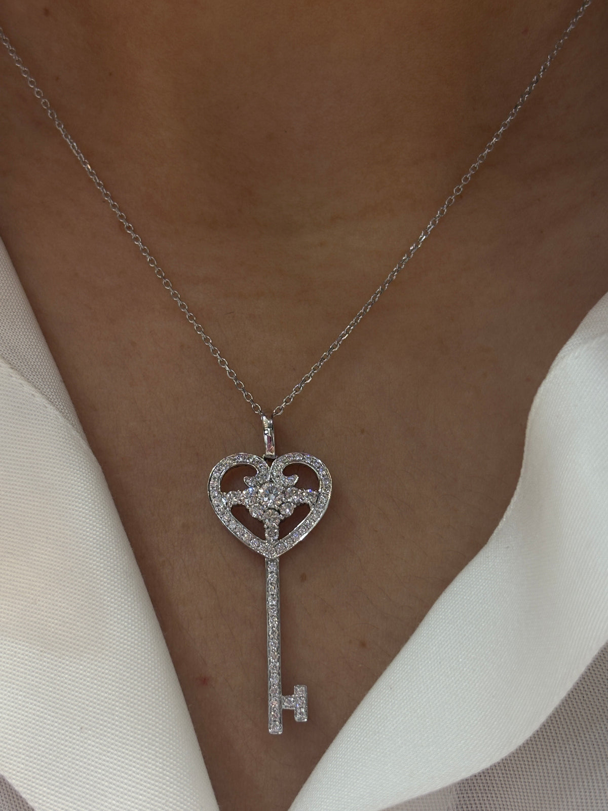Diamond Heart Key Necklace