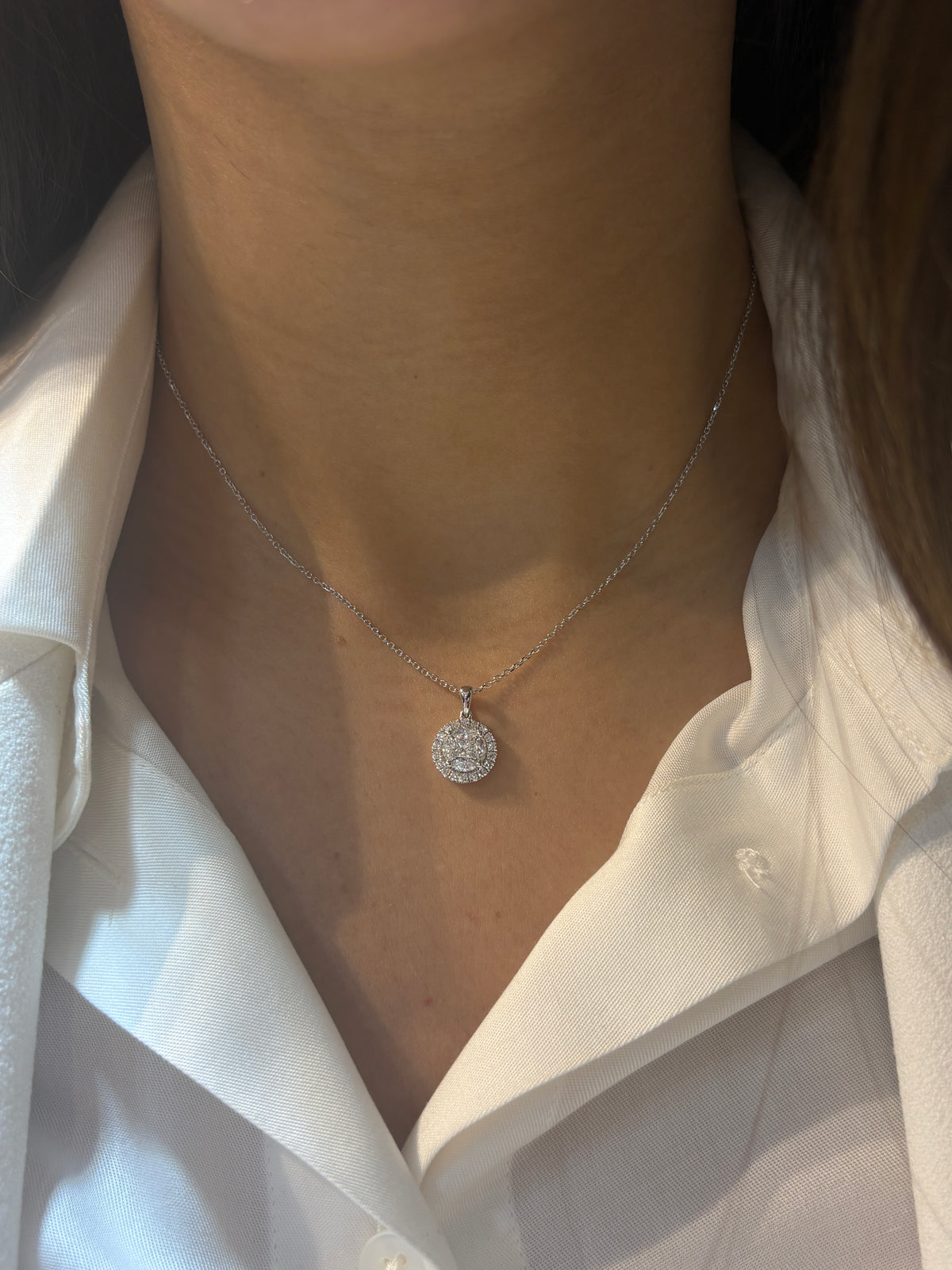 The Empress Diamond Halo Necklace