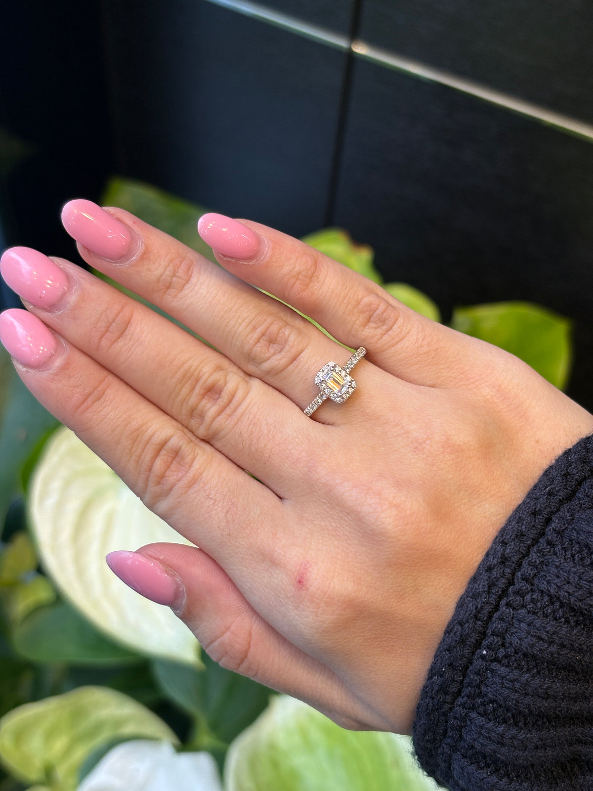 Emerald Elegance Diamond Halo Ring