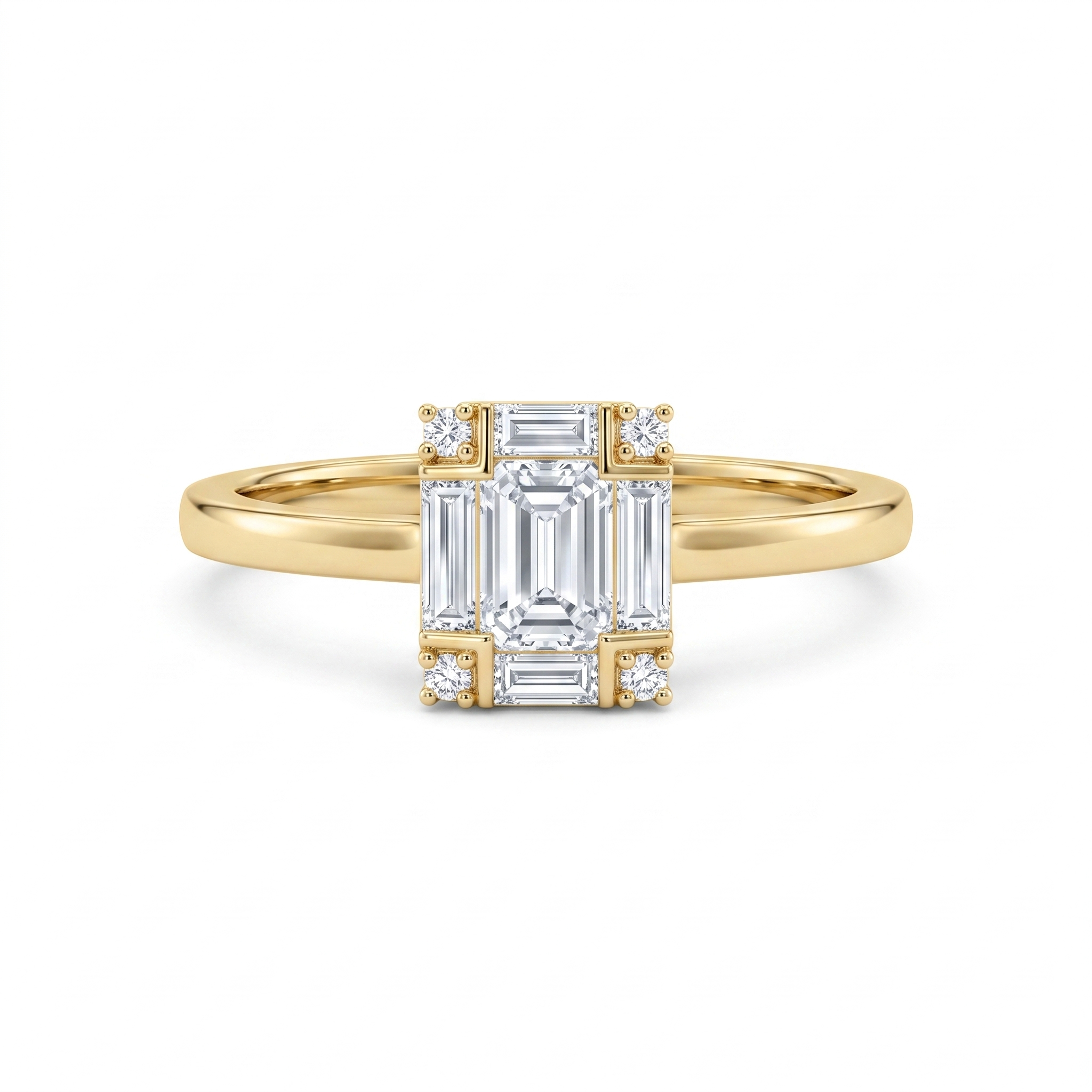 Multiple Diamond Emerald Ring