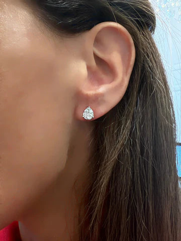 Pear-Shaped Illusion Stud Earrings