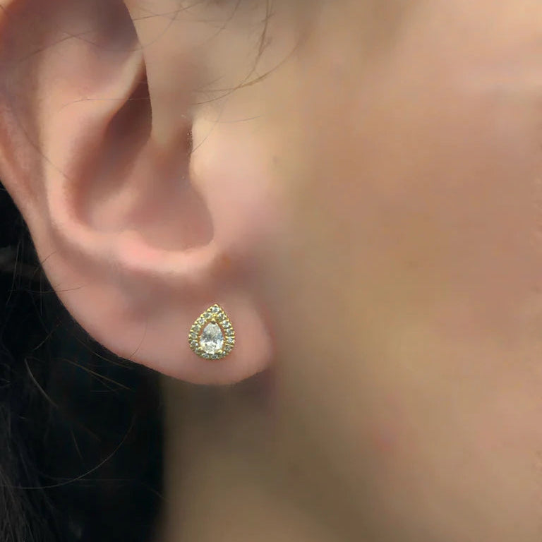 Pearshape Halo Earrings