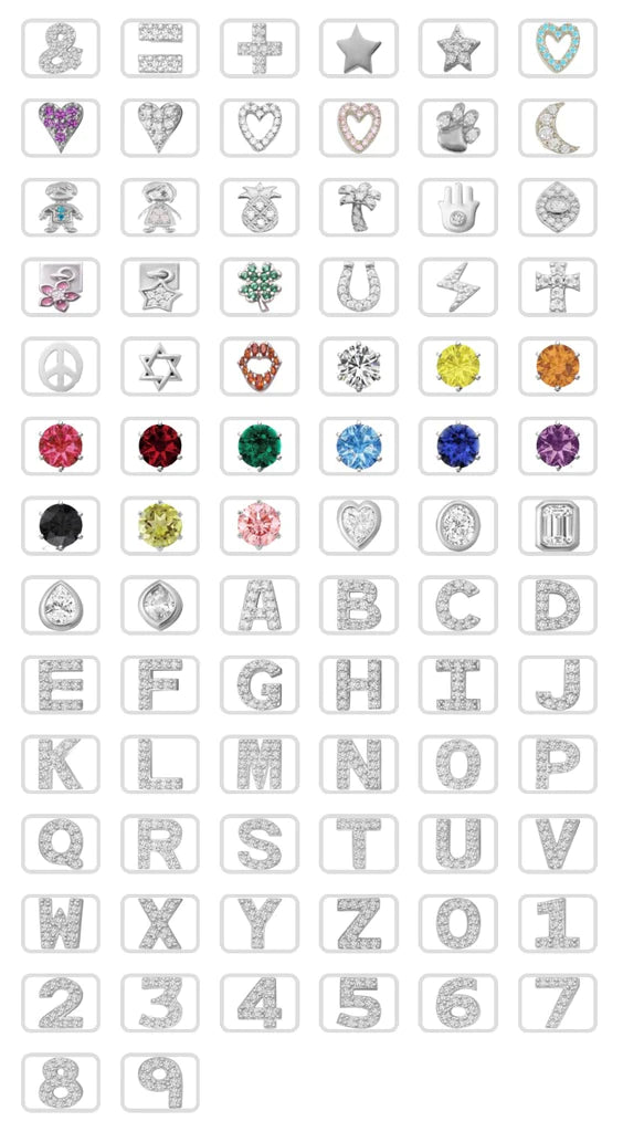 Slider Name Cuff – 18K Gold, Diamond Letters & Charms