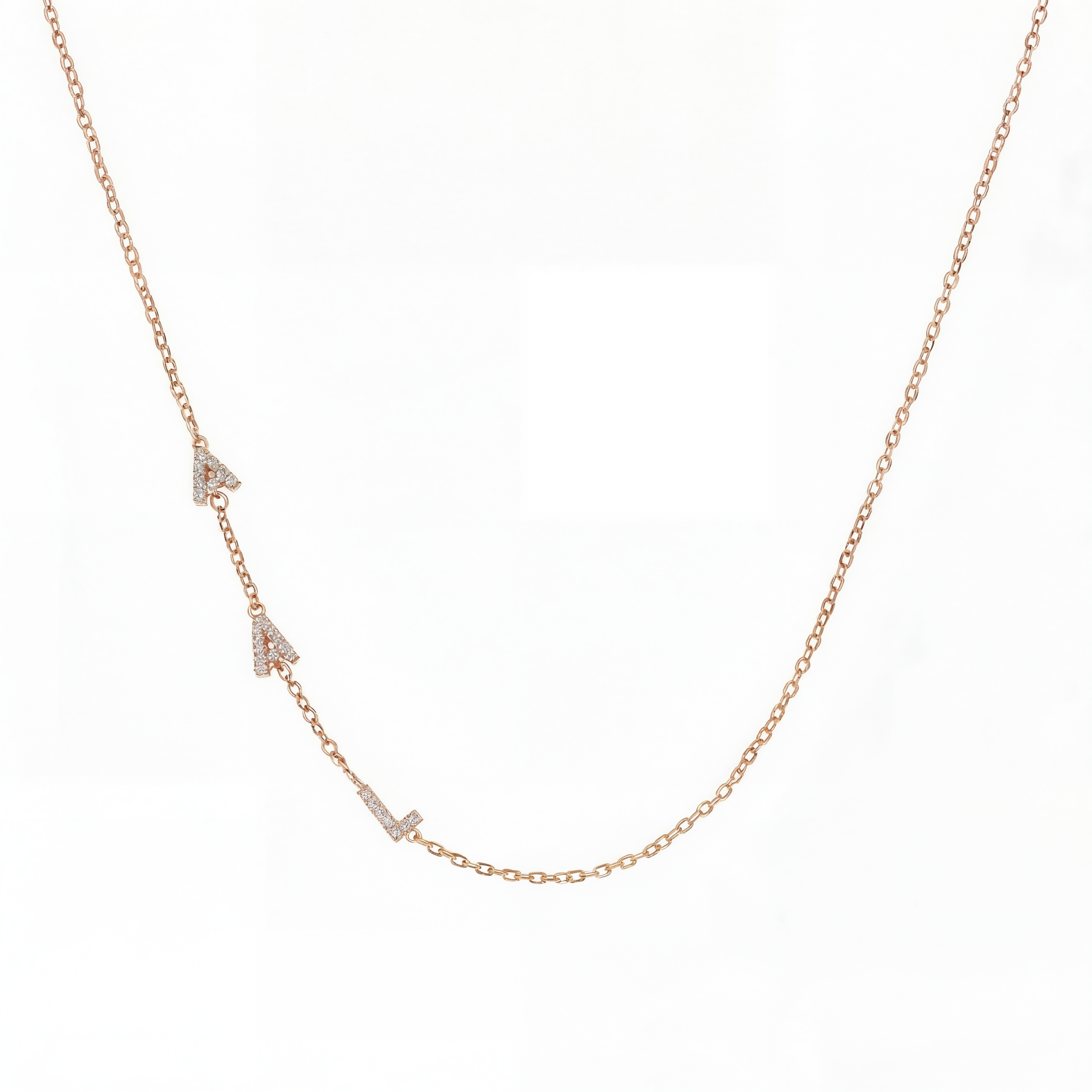 Three Mini Side Initial Necklace