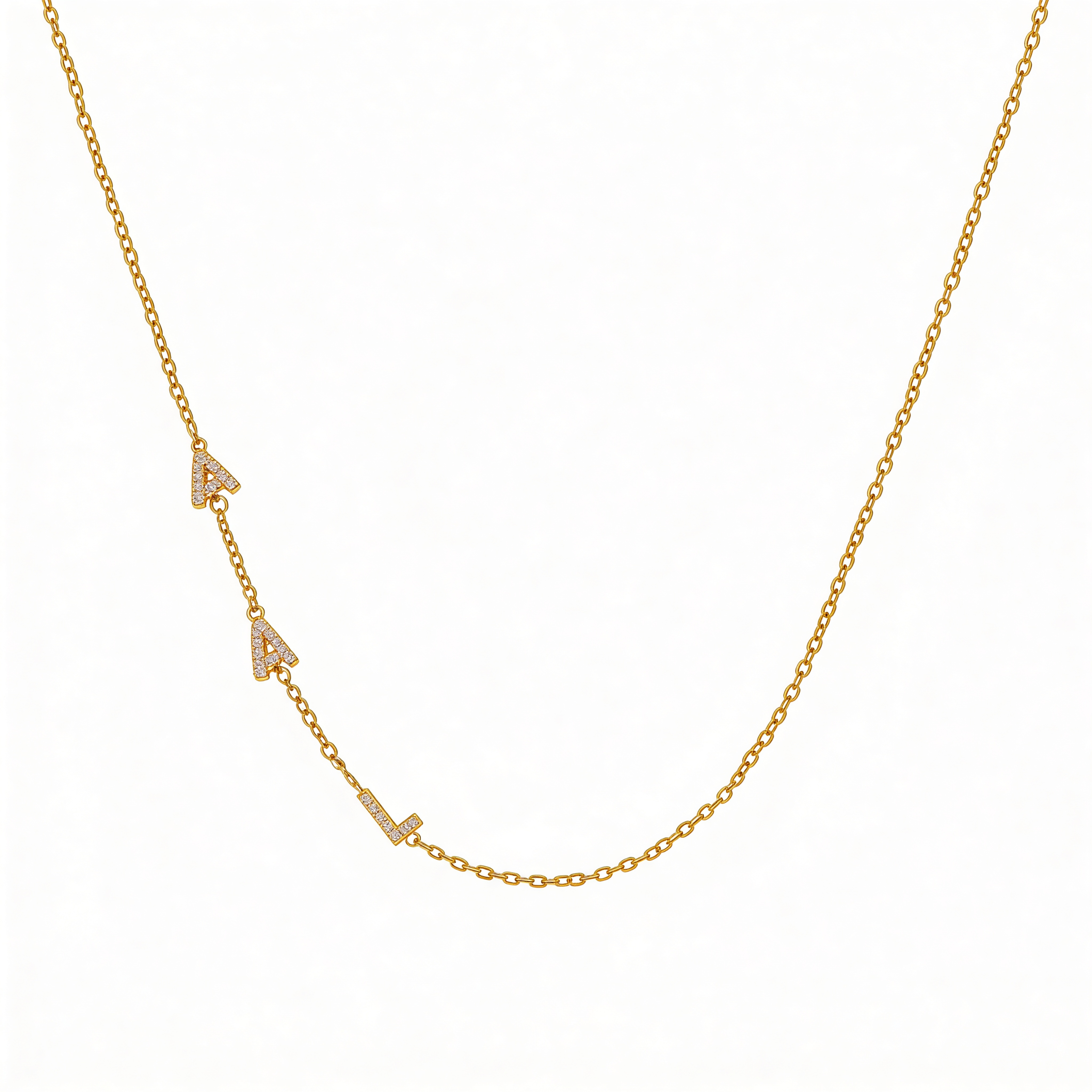 Three Mini Side Initial Necklace