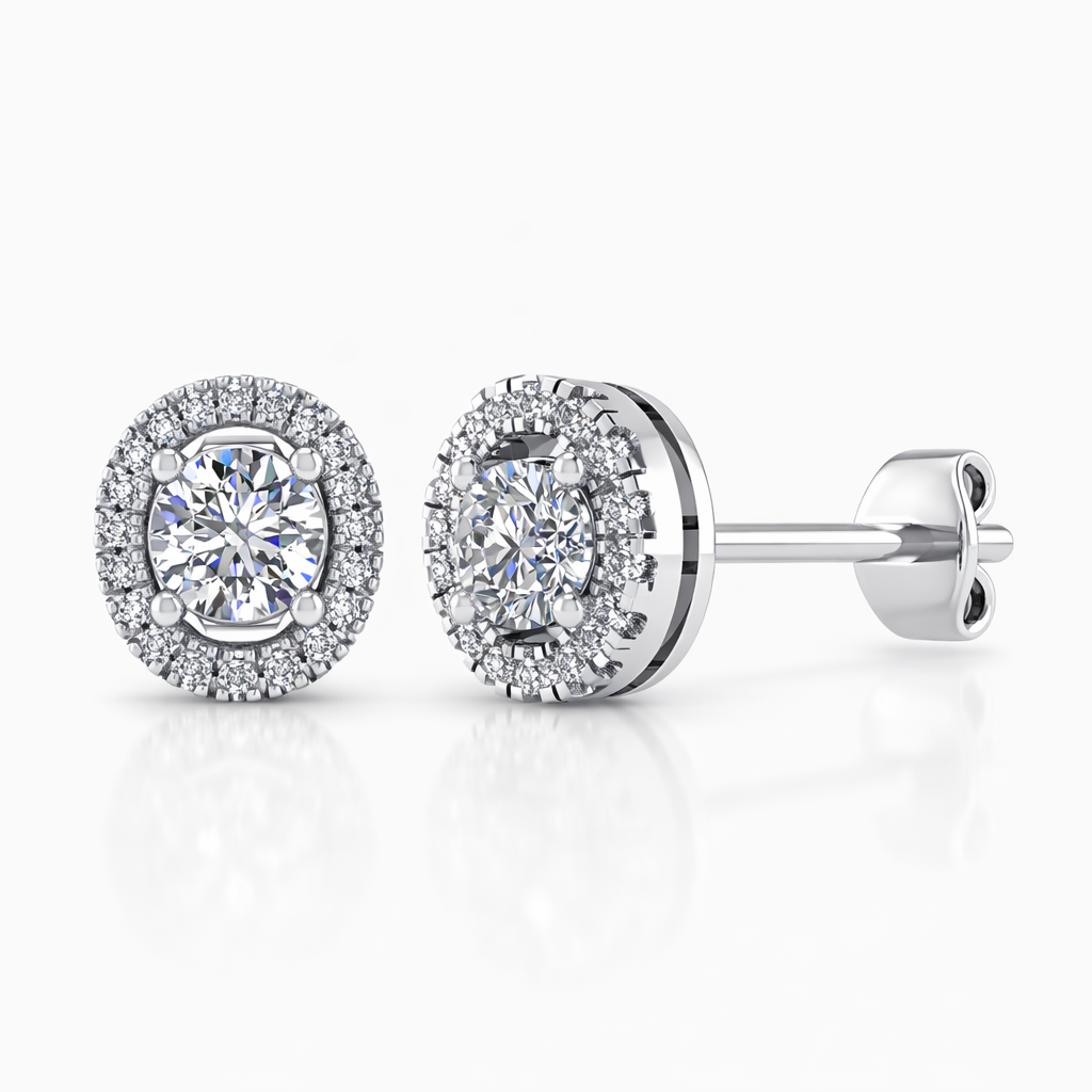 Oval Halo Studs