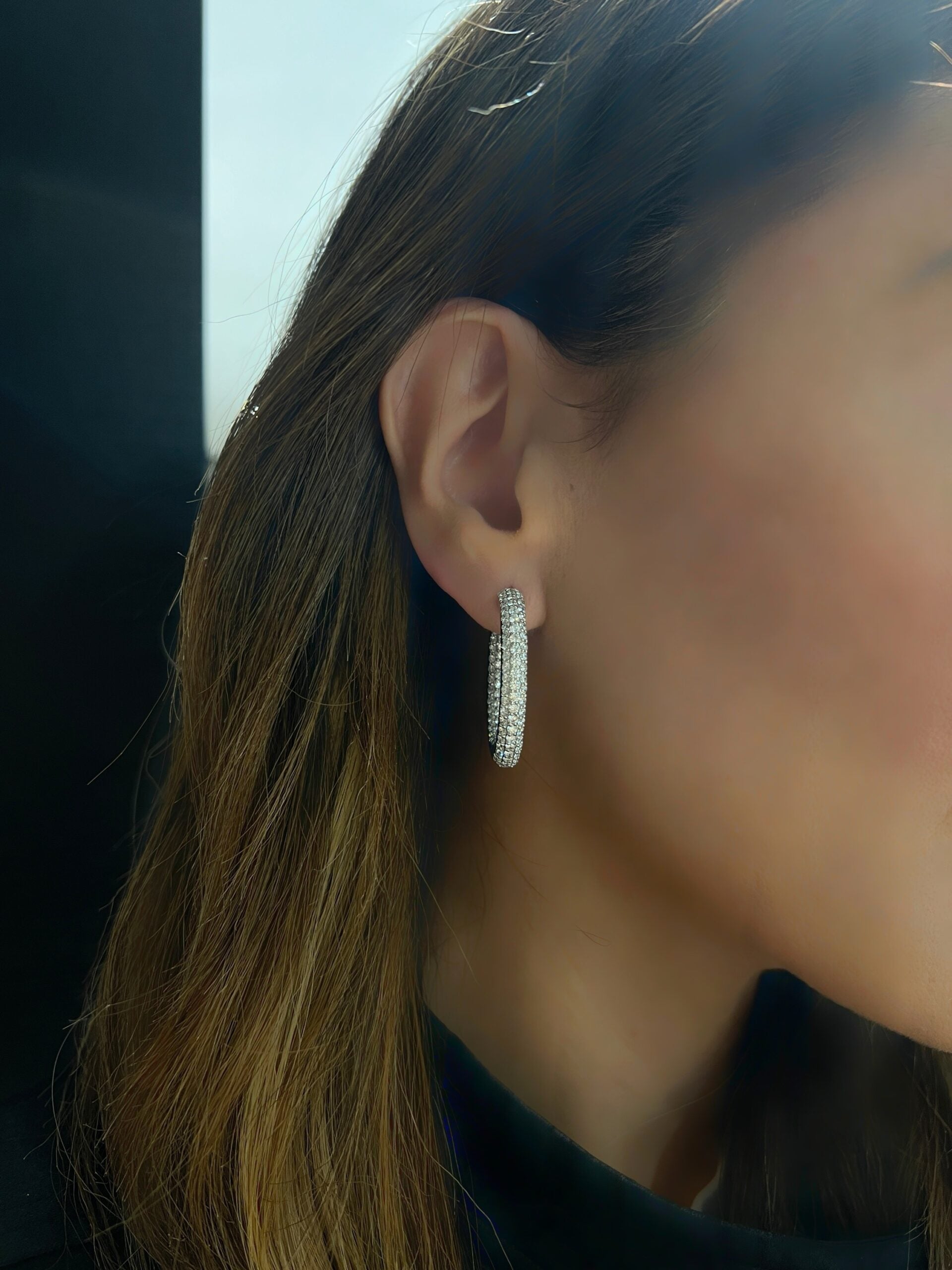 Inside Out Pavé Diamond Hoops