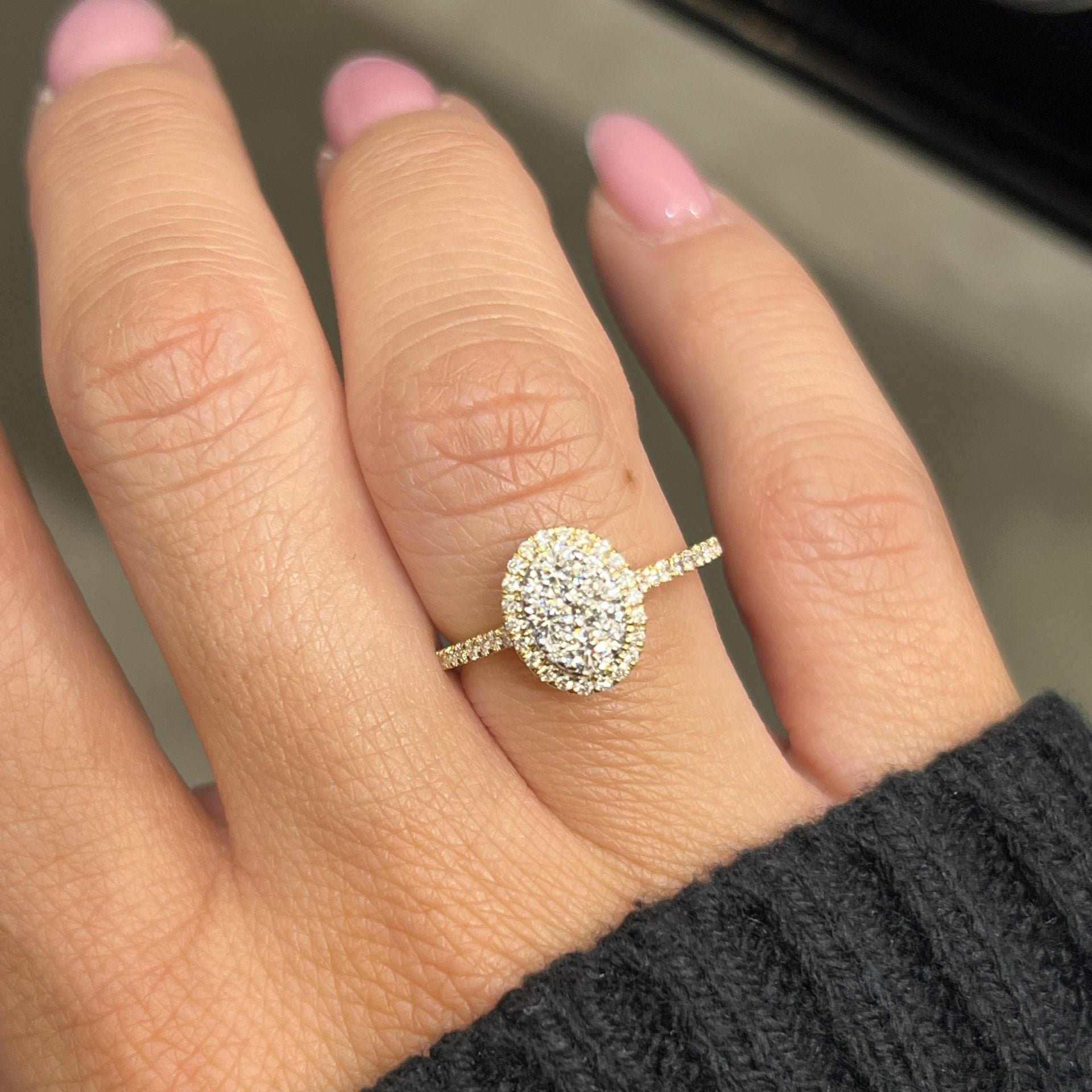 Multiple Diamonds Oval Ring